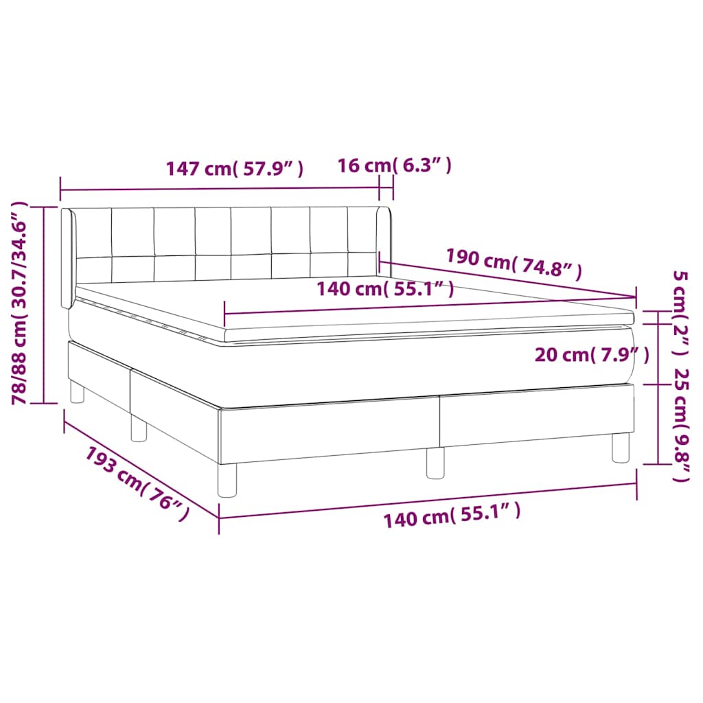 Krevet s oprugama i madracem plavi 140 x 190 cm od tkanine