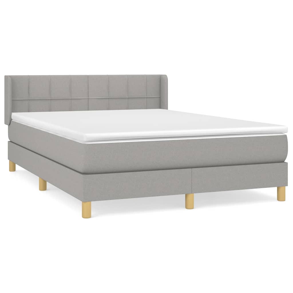 Krevet box spring s madracem svjetlosivi 140x200 cm od tkanine