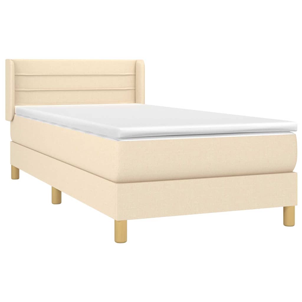 Krevet s oprugama i madracem krem 90 x 190 cm od tkanine