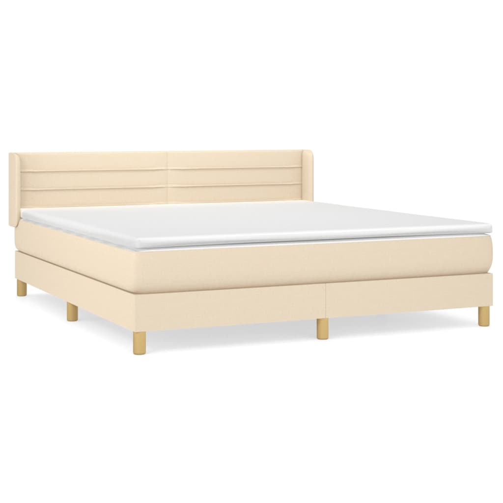 Krevet s oprugama i madracem krem 160x200 cm od tkanine