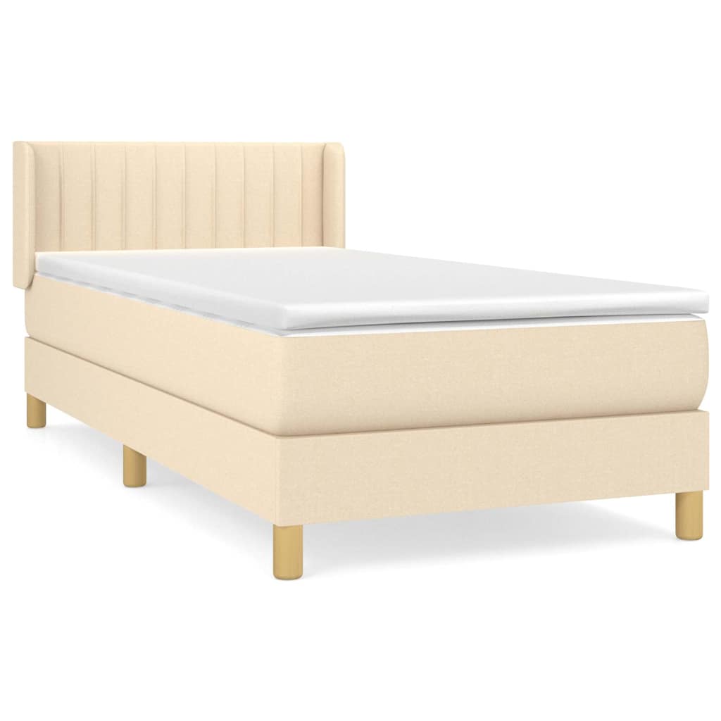 Krevet s oprugama i madracem krem 100 x 200 cm od tkanine
