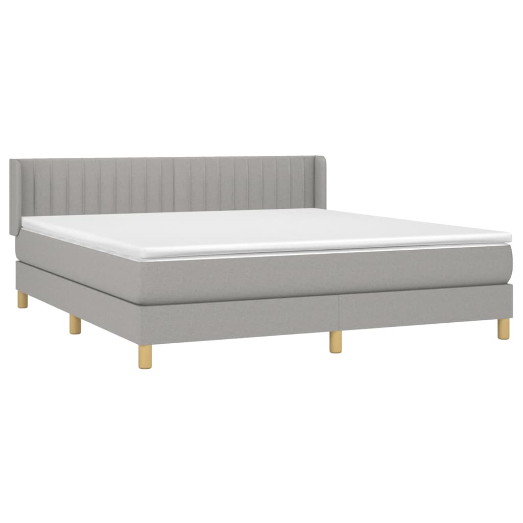 Krevet box spring s madracem svjetlosiva 160x200 cm tkanina