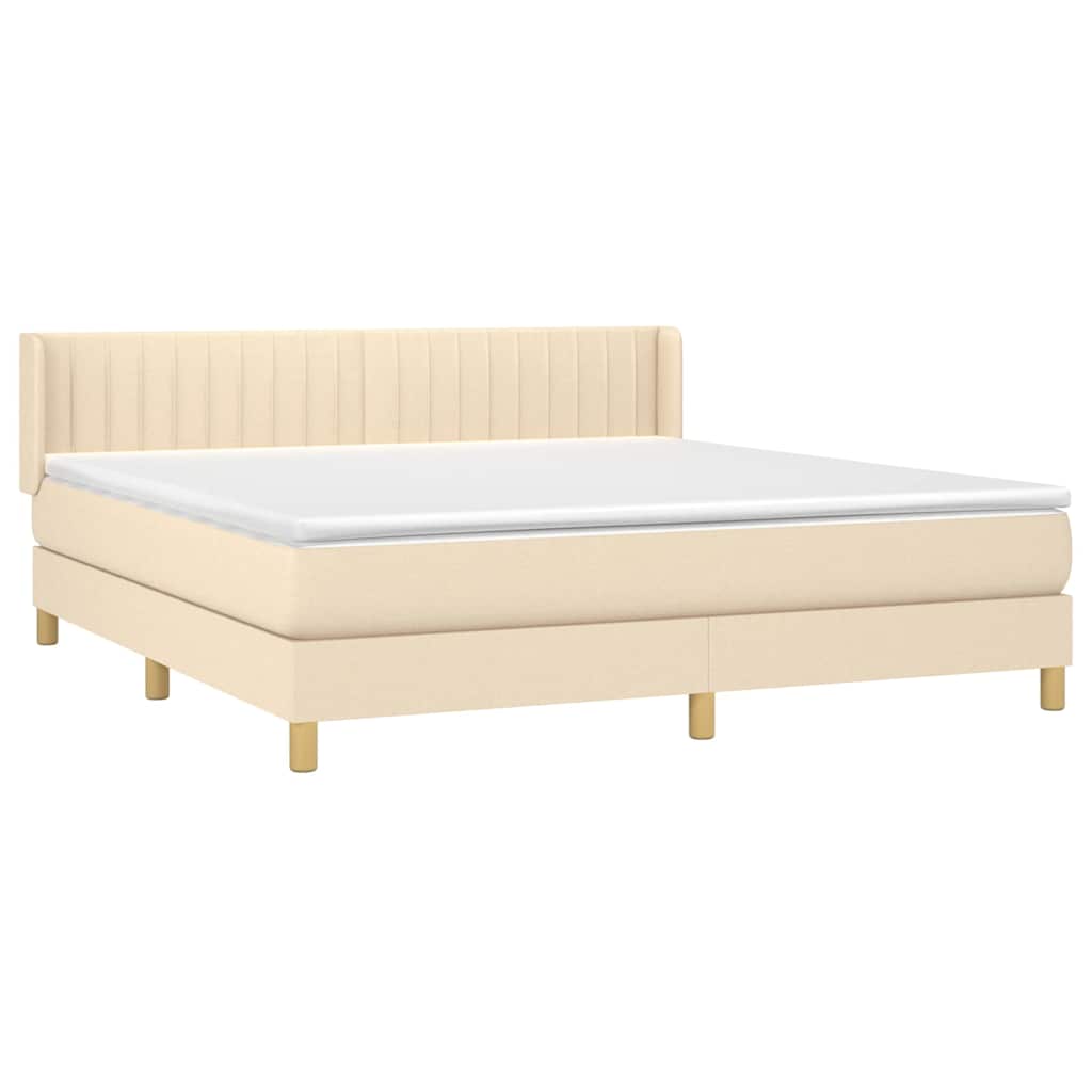 Krevet s oprugama i madracem krem 180x200 cm od tkanine