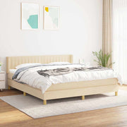 Krevet s oprugama i madracem krem 180x200 cm od tkanine