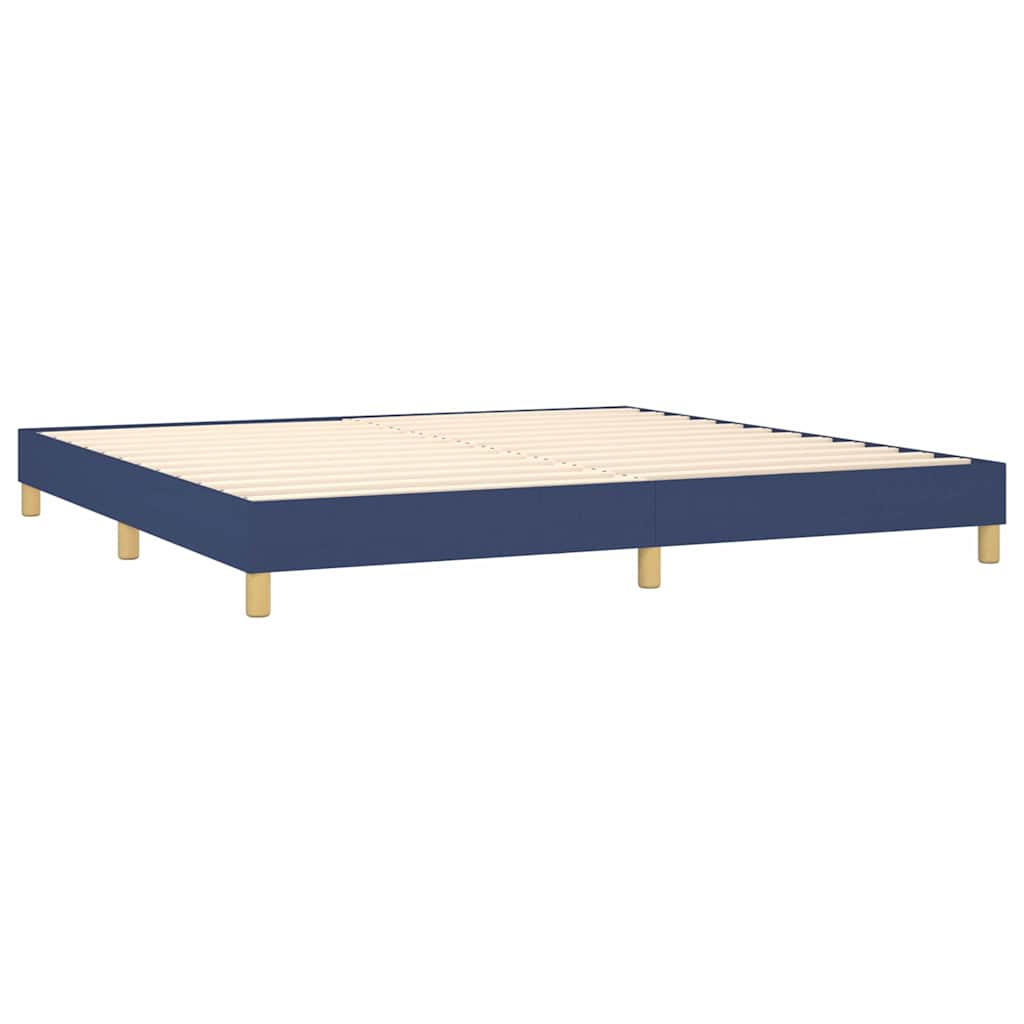 Krevet s oprugama i madracem plavi 200 x 200 cm od tkanine