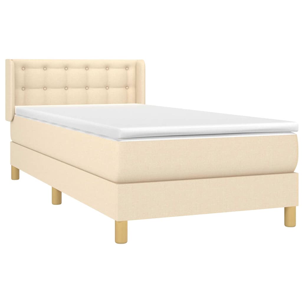 Krevet s oprugama i madracem krem 90 x 190 cm od tkanine