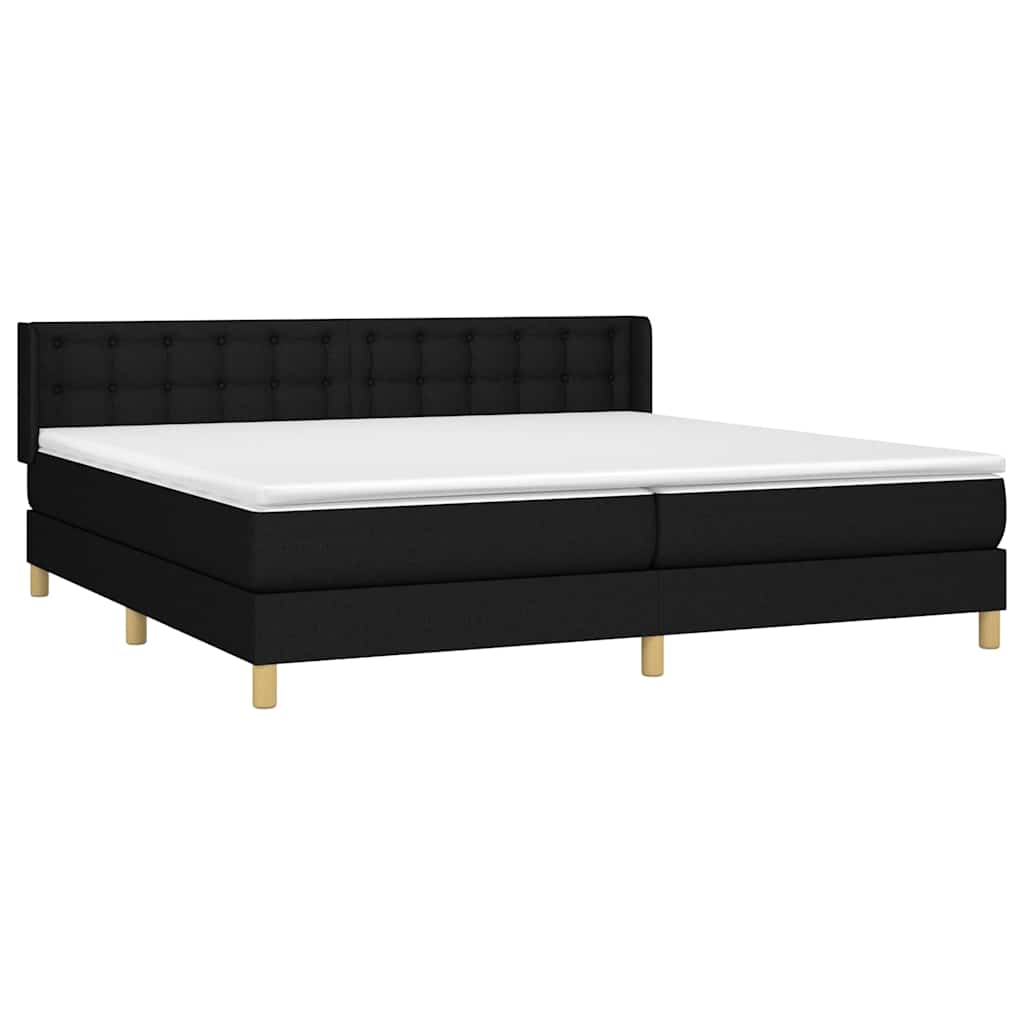 Krevet s oprugama i madracem crni 180x200 cm od tkanine