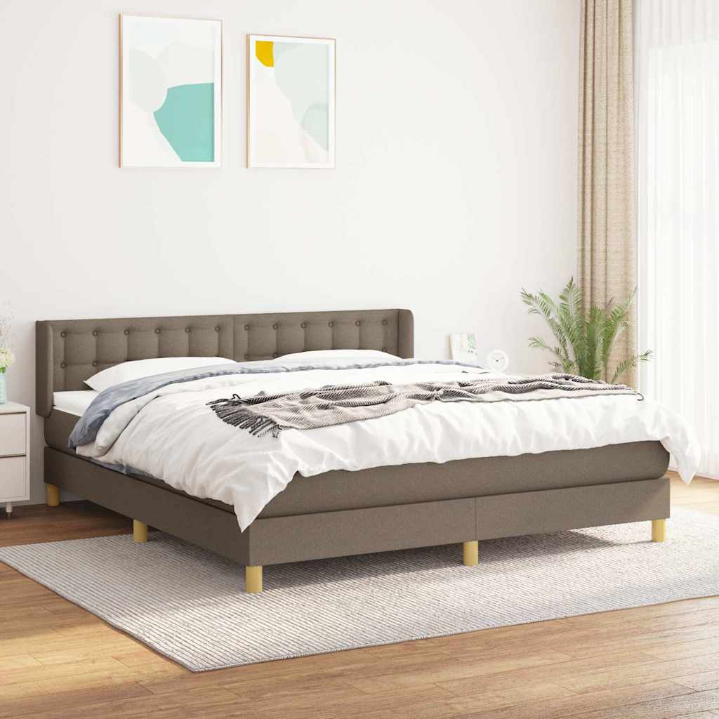 Krevet s oprugama i madracem smeđesivi 180x200 cm tkanina