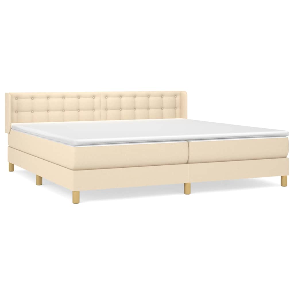 Krevet s oprugama i madracem krem 200 x 200 cm od tkanine