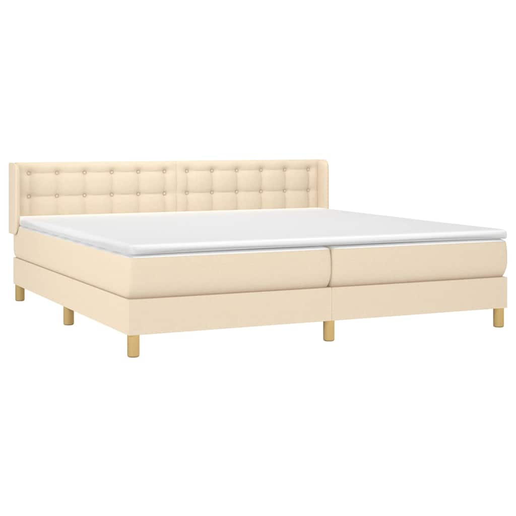 Krevet s oprugama i madracem krem 200 x 200 cm od tkanine