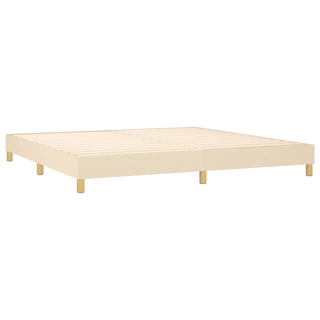 Krevet s oprugama i madracem krem 200 x 200 cm od tkanine