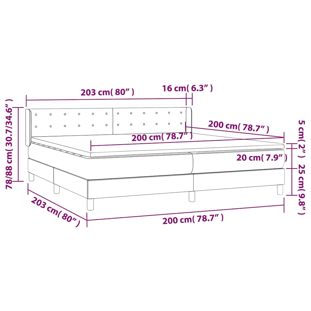 Krevet s oprugama i madracem krem 200 x 200 cm od tkanine