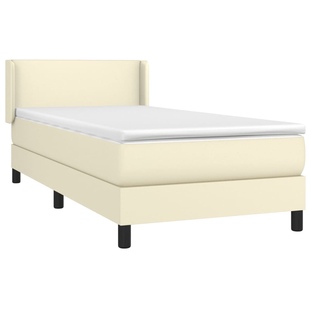 Krevet s oprugama i madracem krem 80 x 200 cm od umjetne kože