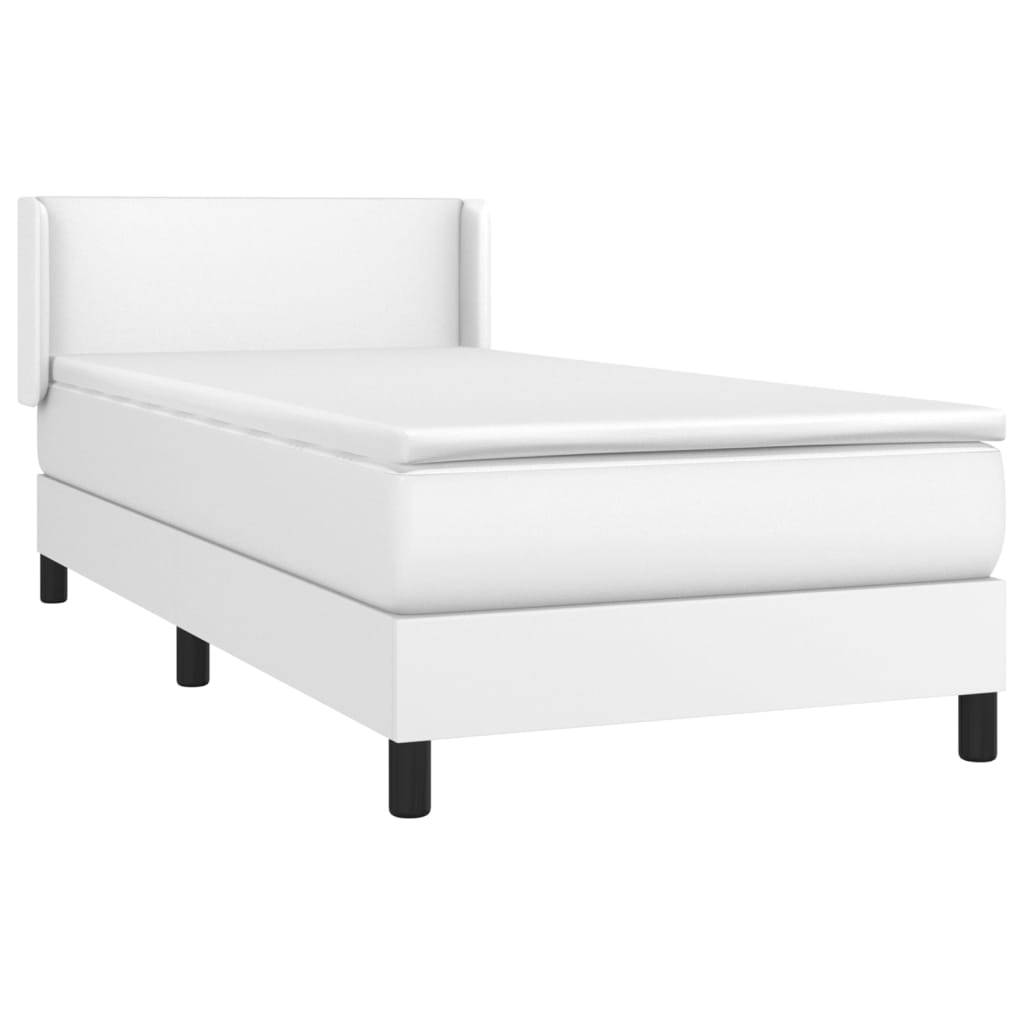 Krevet s oprugama i madracem bijeli 90 x 200 cm od umjetne kože