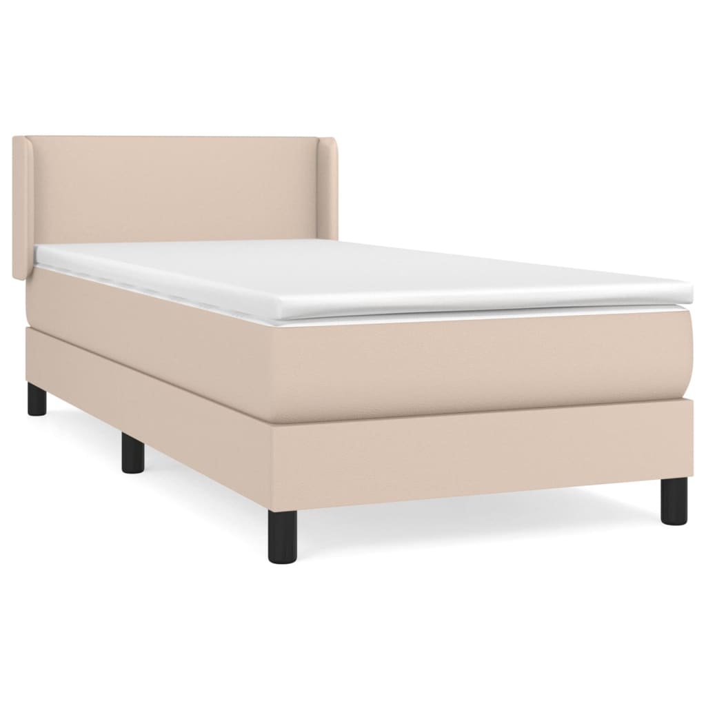 Krevet s oprugama i madrac cappuccino 90x200 cm od umjetne kože