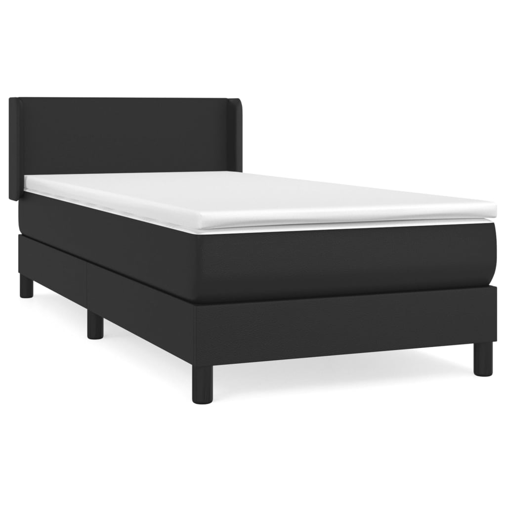 Krevet s oprugama i madracem crni 100x200 cm od umjetne kože