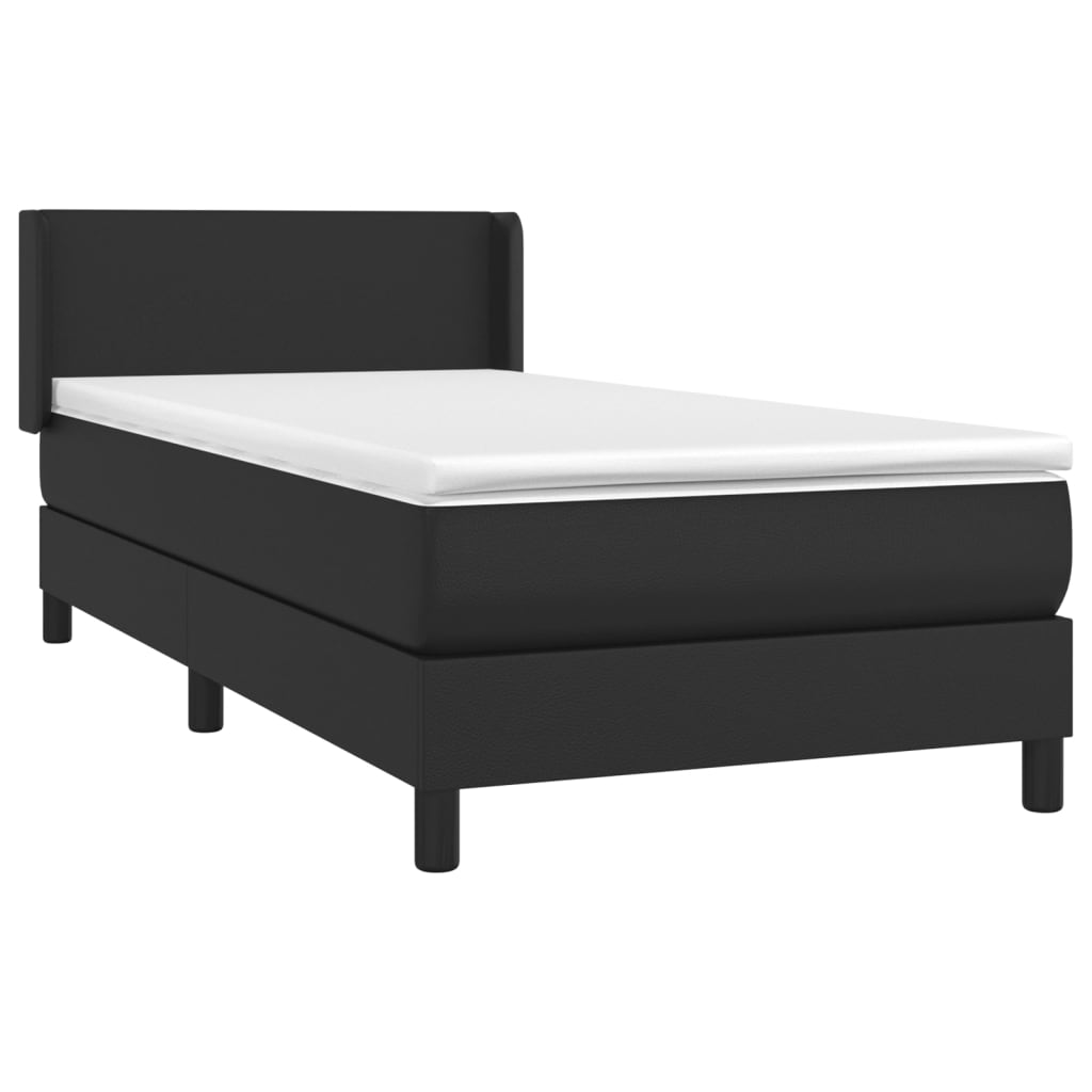 Krevet s oprugama i madracem crni 100x200 cm od umjetne kože