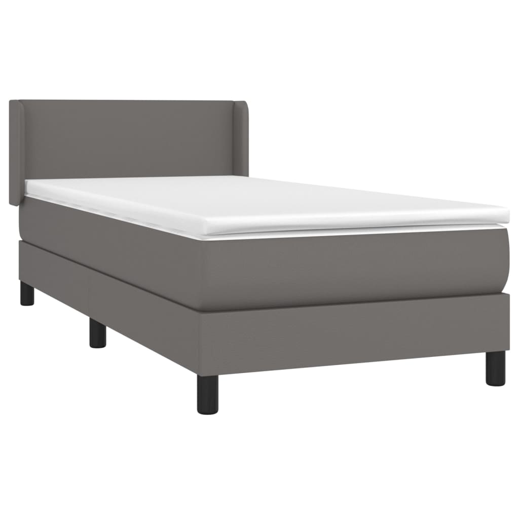 Krevet s oprugama i madracem sivi 100x200 cm od umjetne kože