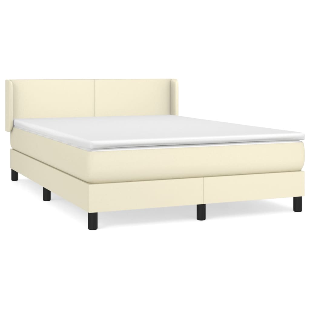 Krevet s oprugama i madracem krem 140 x 190 cm od umjetne kože