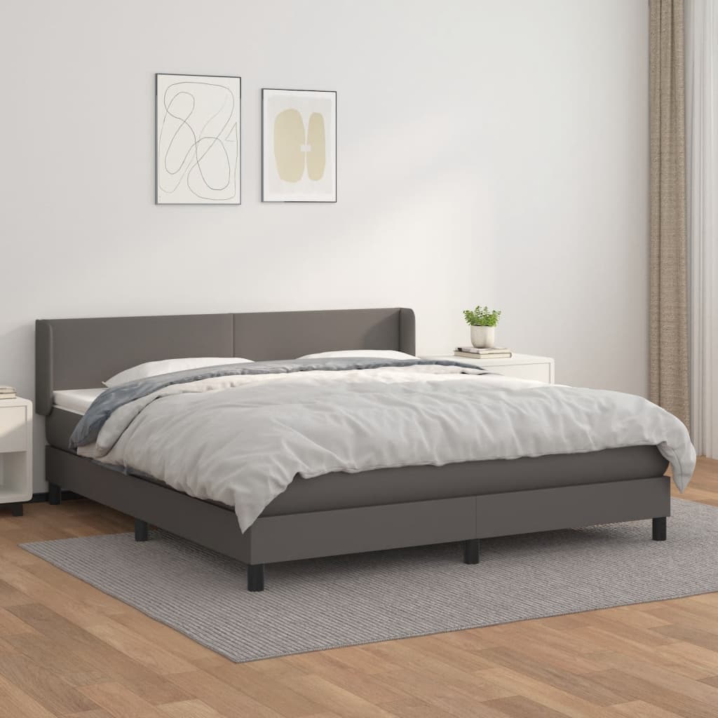 Krevet s oprugama i madracem sivi 180 x 200 cm od umjetne kože