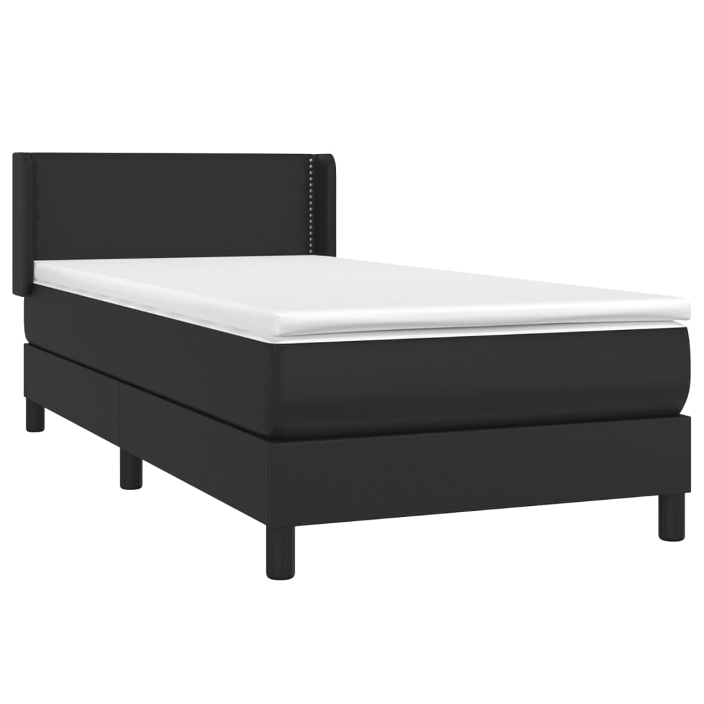 Krevet s oprugama i madracem crni 80 x 200 cm od umjetne kože