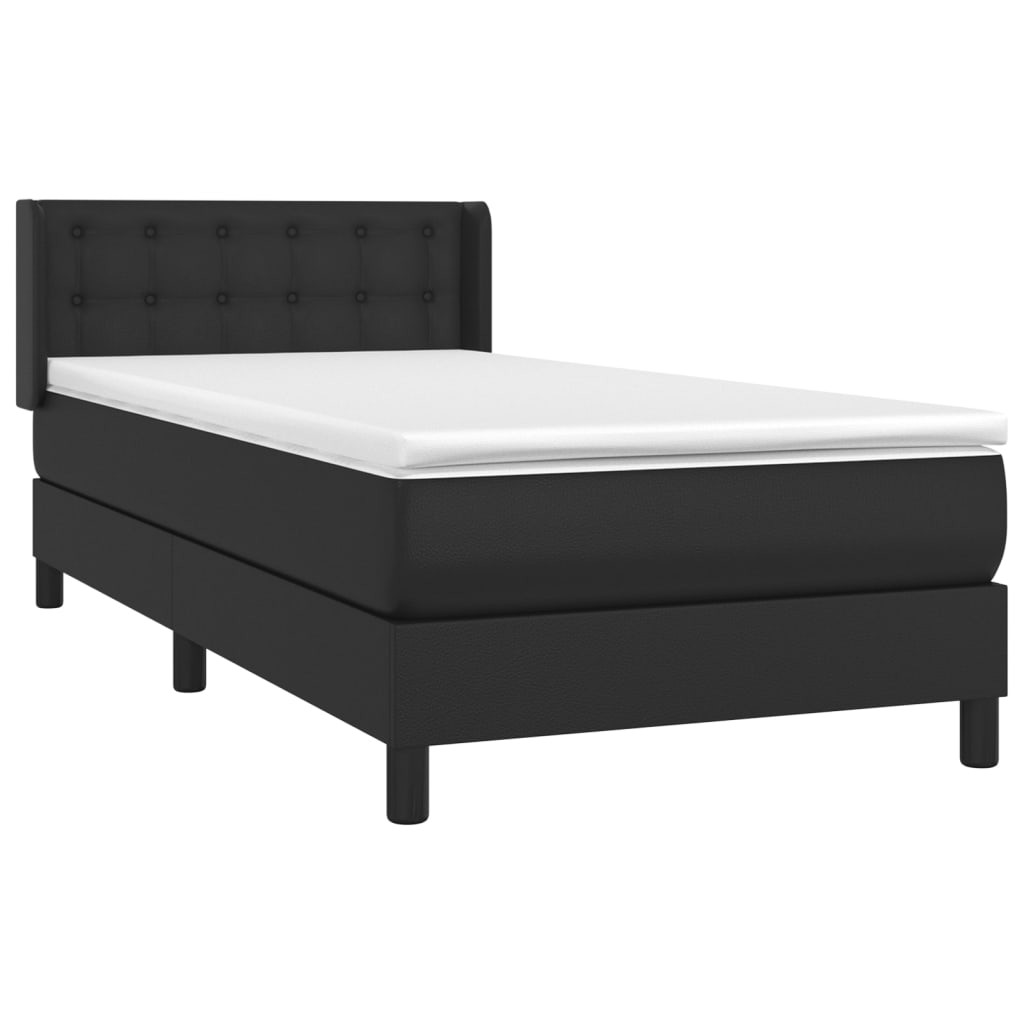 Krevet s oprugama i madracem crni 80 x 200 cm od umjetne kože