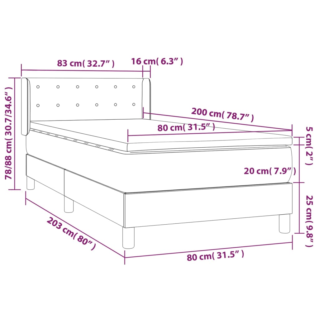 Krevet s oprugama i madracem krem 80 x 200 cm od umjetne kože