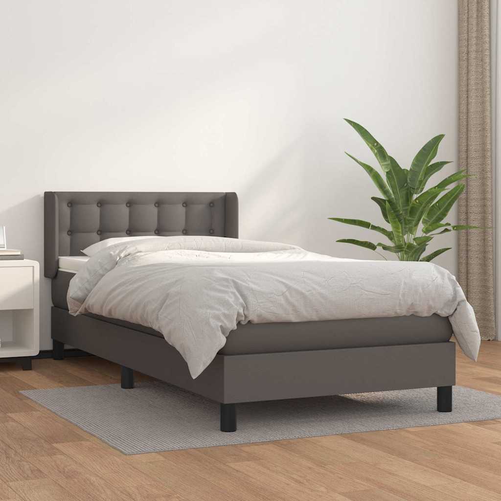 Krevet s oprugama i madracem sivi 100x200 cm od umjetne kože