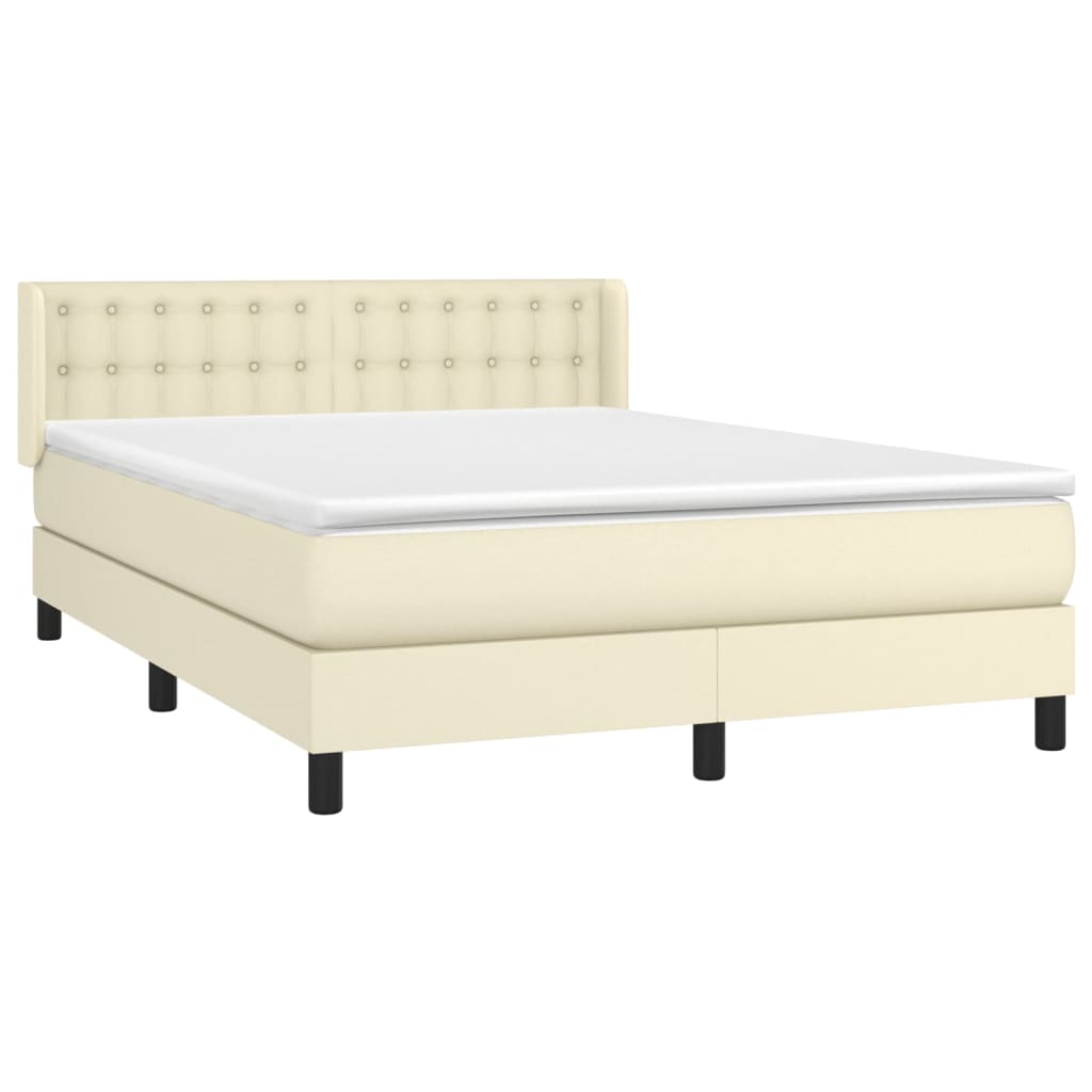 Krevet s oprugama i madracem krem 140 x 190 cm od umjetne kože