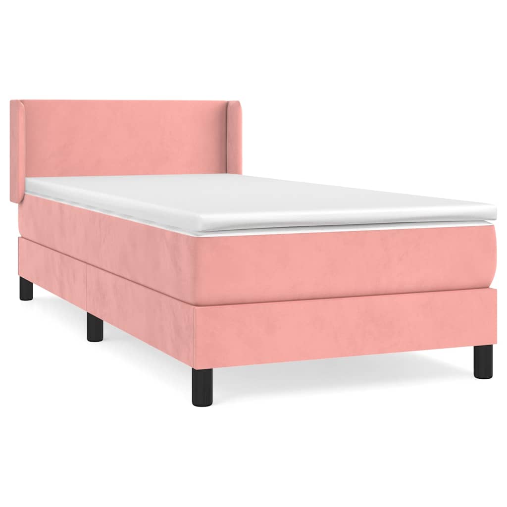 Box spring krevet s madracem ružičasti 90x190 cm baršunasti