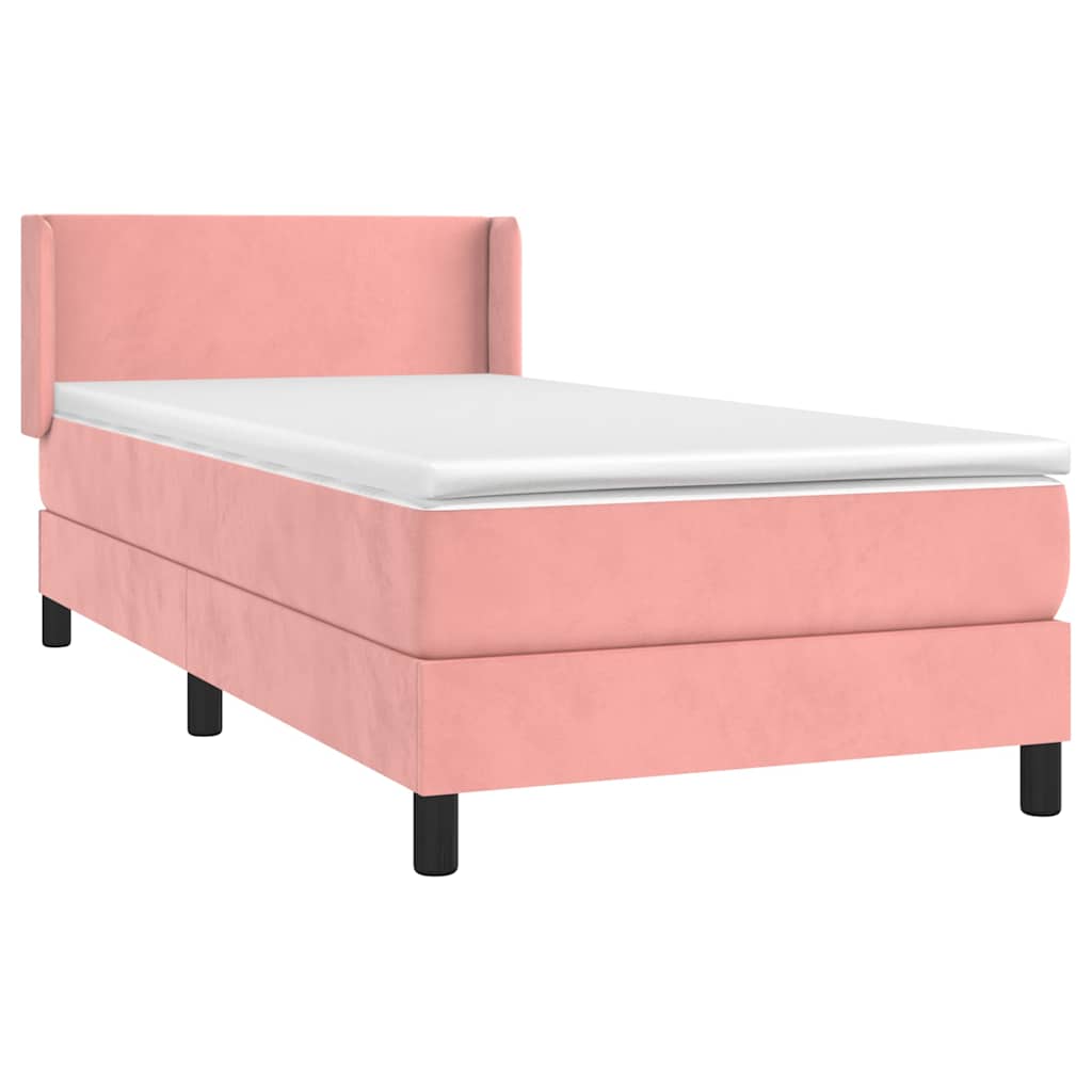 Box spring krevet s madracem ružičasti 90x190 cm baršunasti