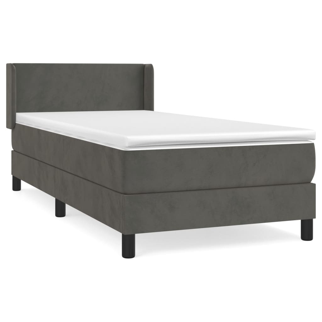 Box spring krevet s madracem tamnosivi 100x200 cm baršunasti