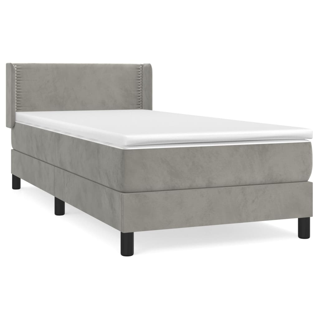 Box spring krevet s madracem svjetlosivi 80 x 200 cm baršunasti