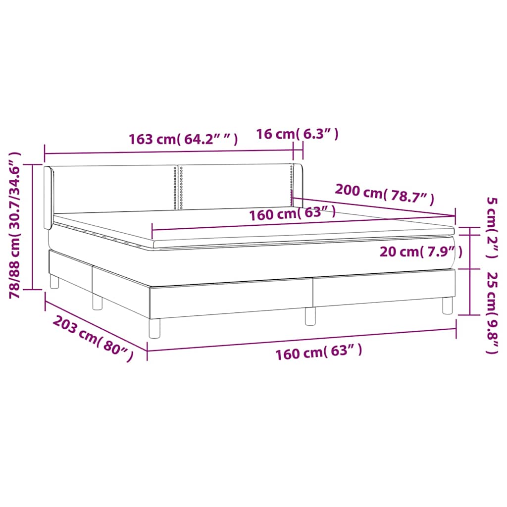 Krevet s oprugama i madracem tamnoplavi 160x200 cm baršunasti