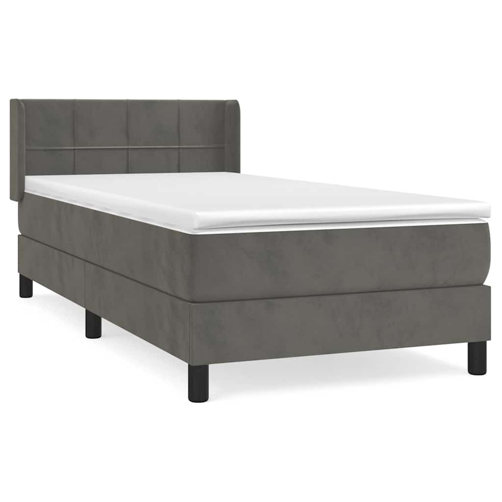 Box spring krevet s madracem tamnosivi 80 x 200 cm baršunasti