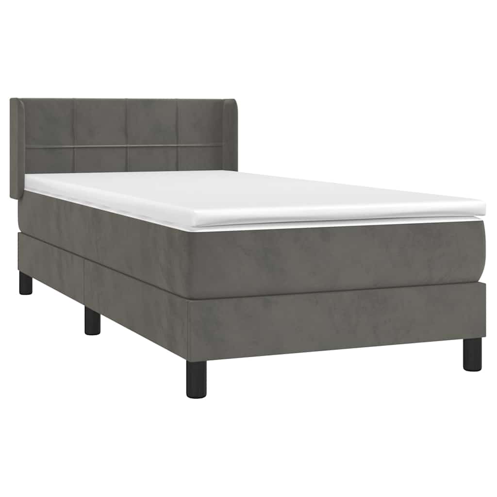 Box spring krevet s madracem tamnosivi 80 x 200 cm baršunasti