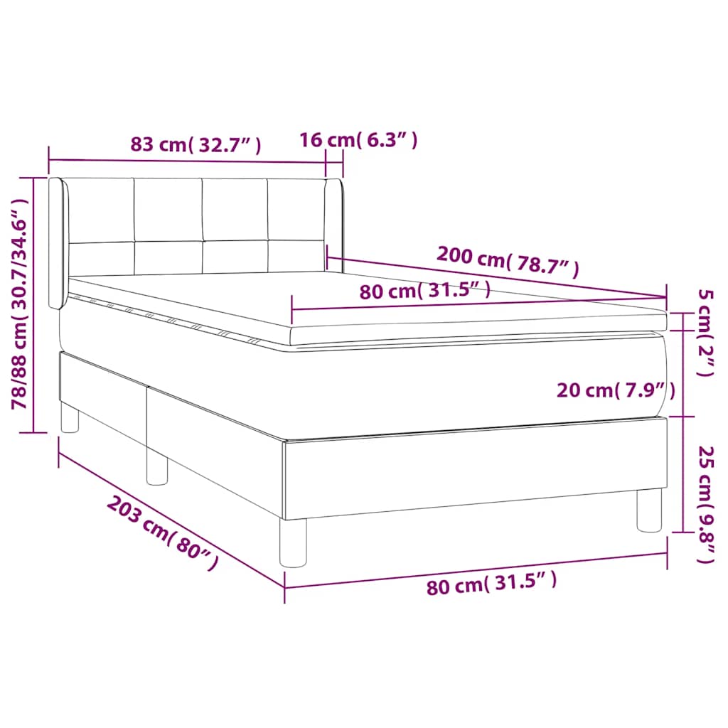 Box spring krevet s madracem crni 80 x 200 cm baršunasti
