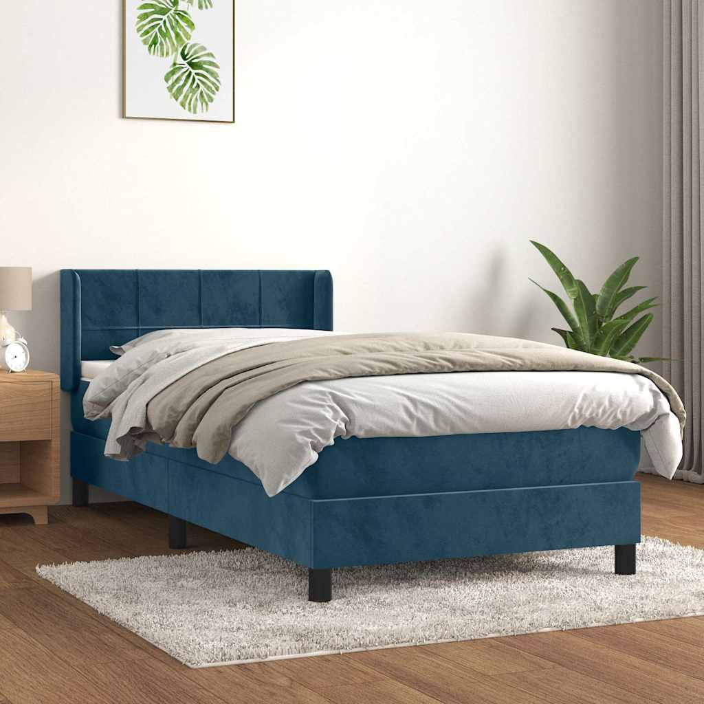 Box spring krevet s madracem tamnoplavi 80 x 200 cm baršunasti