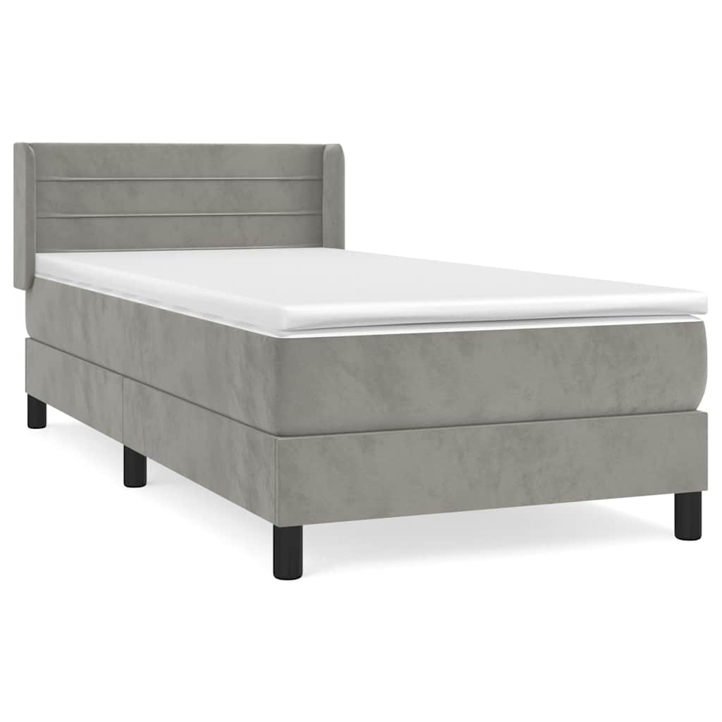 Box spring krevet s madracem svjetlosivi 80 x 200 cm baršunasti