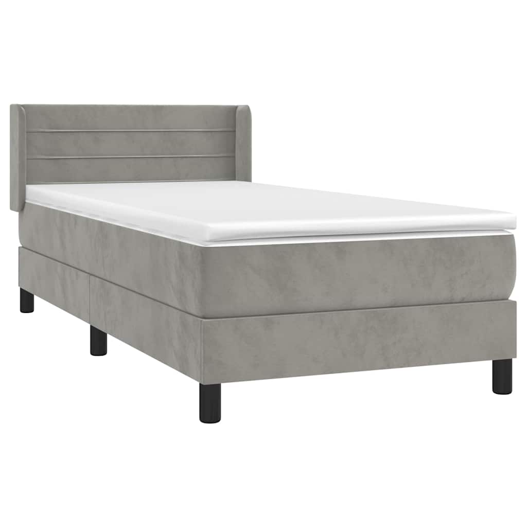 Box spring krevet s madracem svjetlosivi 80 x 200 cm baršunasti