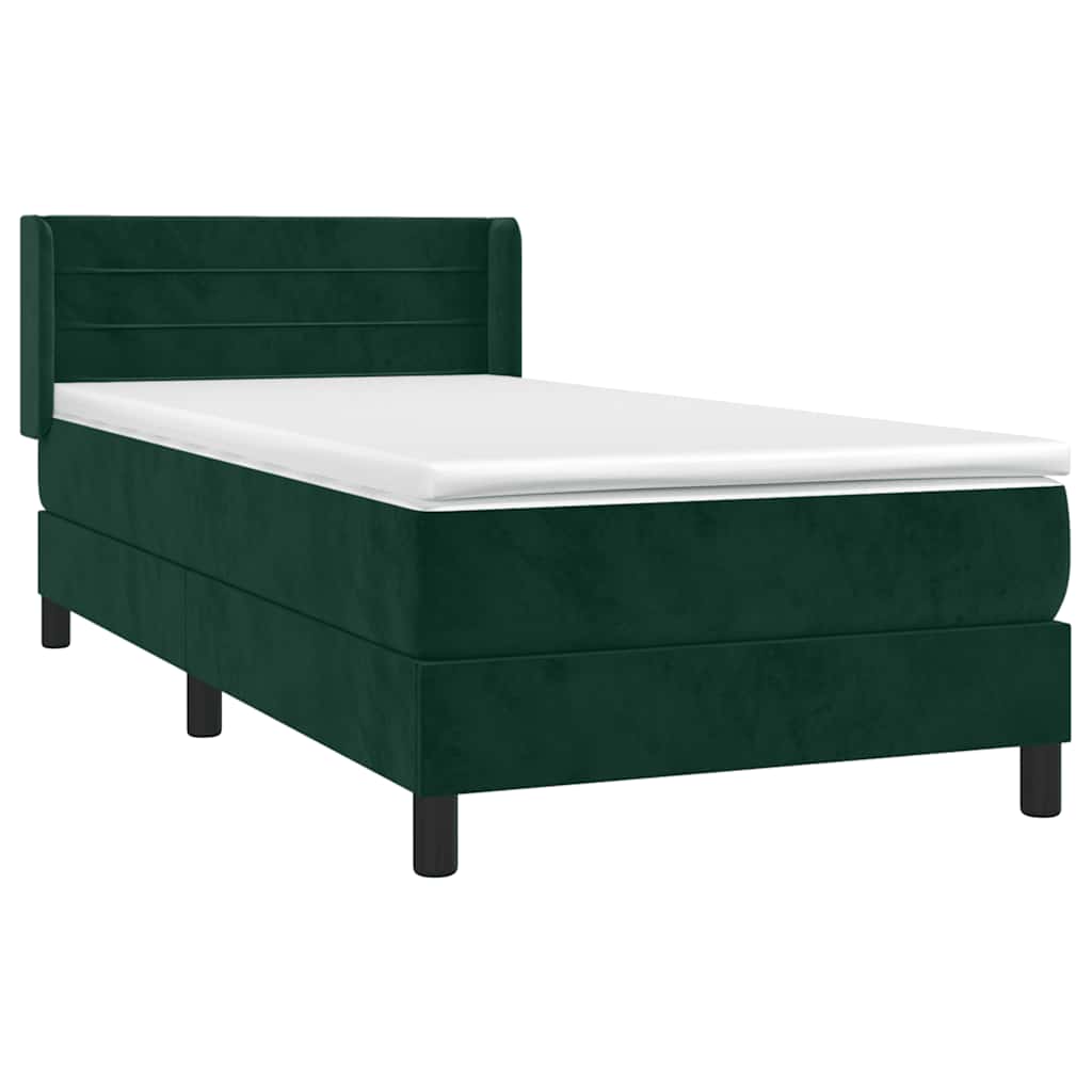 Box spring krevet s madracem tamnozeleni 90x190 cm baršunasti