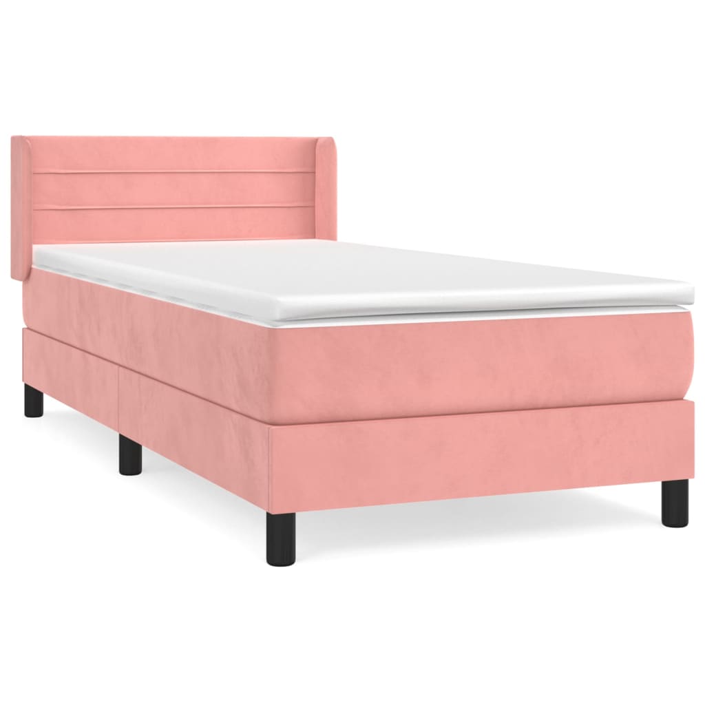 Box spring krevet s madracem ružičasti 90x190 cm baršunasti