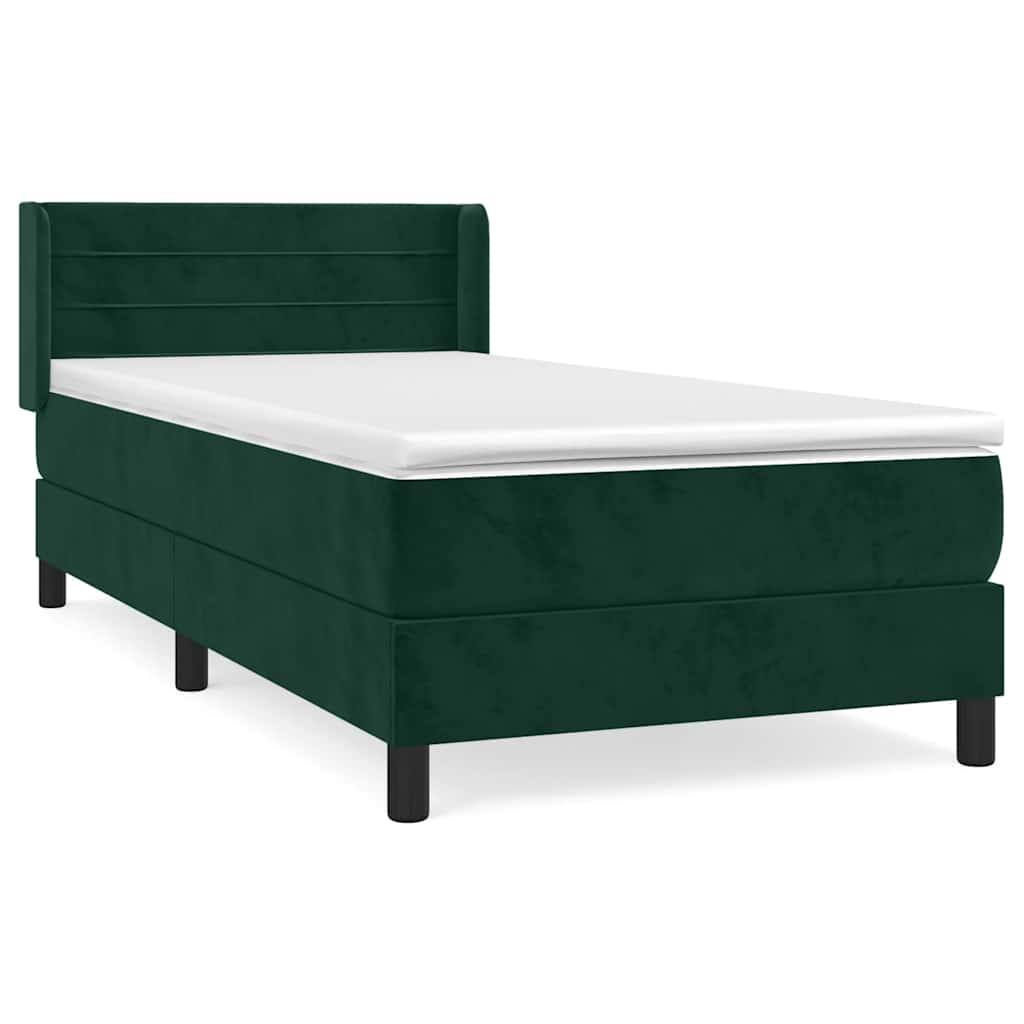 Box spring krevet s madracem tamnozeleni 90x200 cm baršunasti