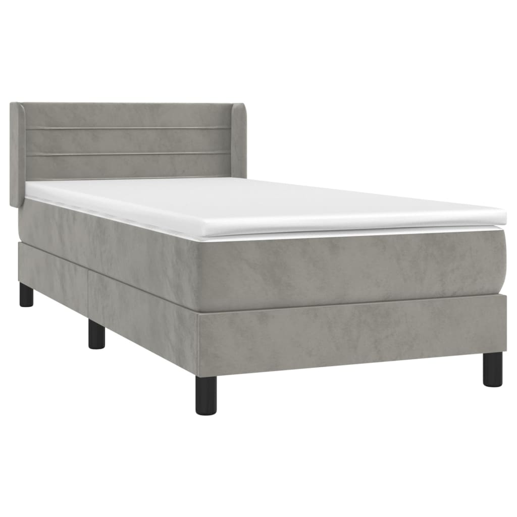 Box spring krevet s madracem svjetlosivi 100x200 cm baršunasti