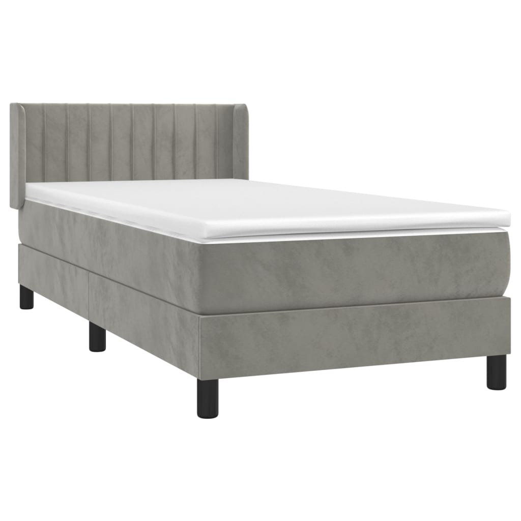 Box spring krevet s madracem svjetlosivi 80 x 200 cm baršunasti