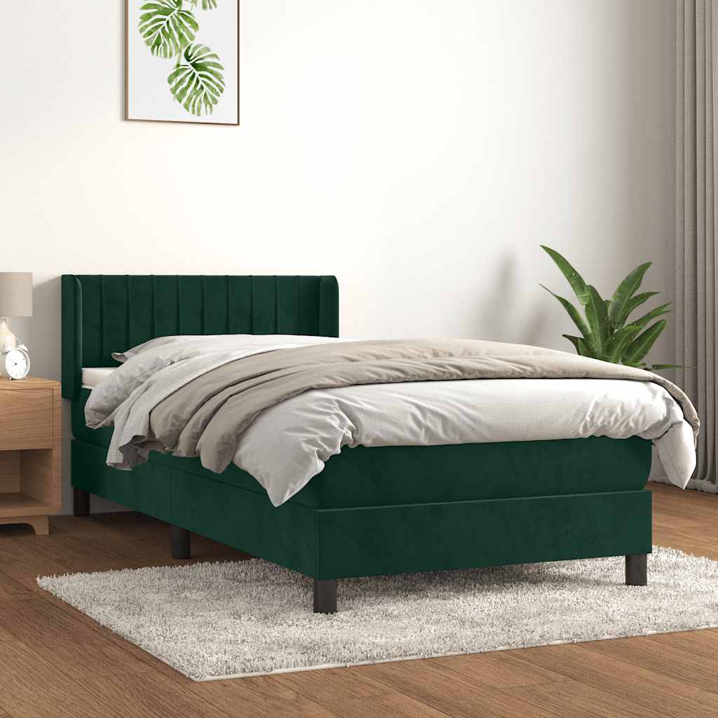 Box spring krevet s madracem tamnozeleni 80 x 200 cm baršunasti