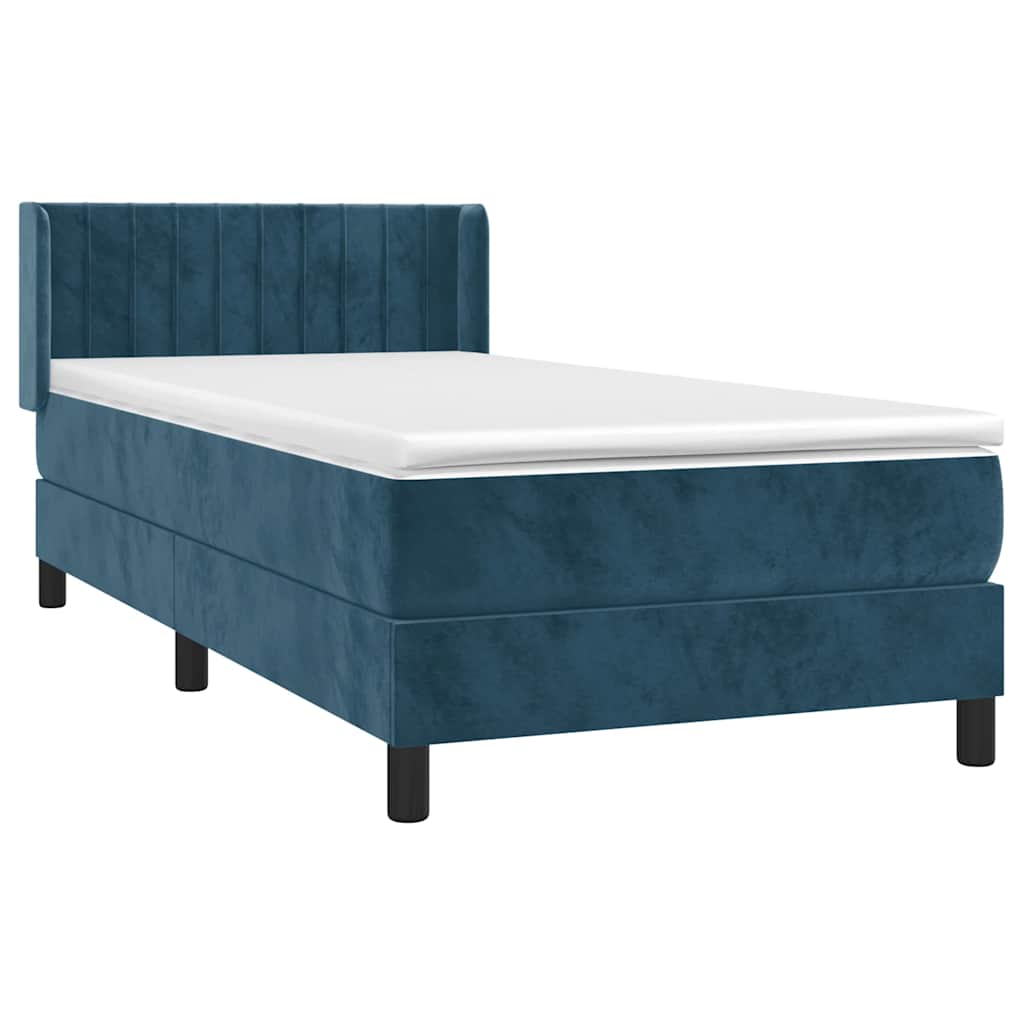 Box spring krevet s madracem tamnoplavi 90x200 cm baršunasti