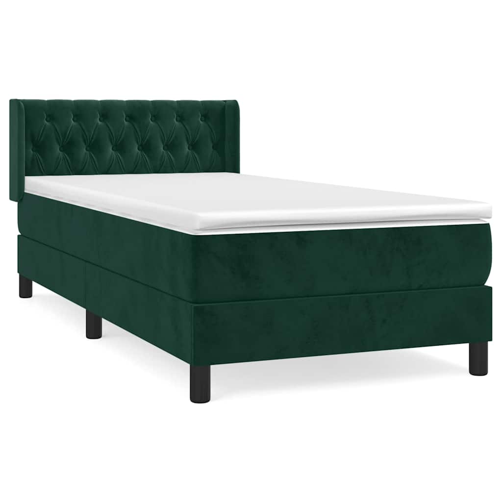 Box spring krevet s madracem tamnozeleni 90x200 cm baršunasti