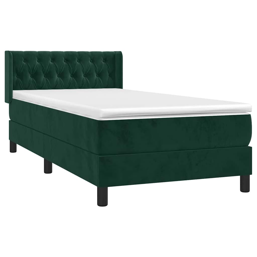 Box spring krevet s madracem tamnozeleni 90x200 cm baršunasti