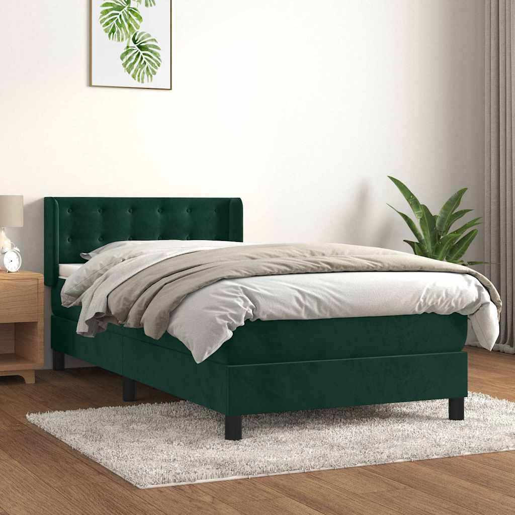 Box spring krevet s madracem tamnozeleni 80 x 200 cm baršunasti